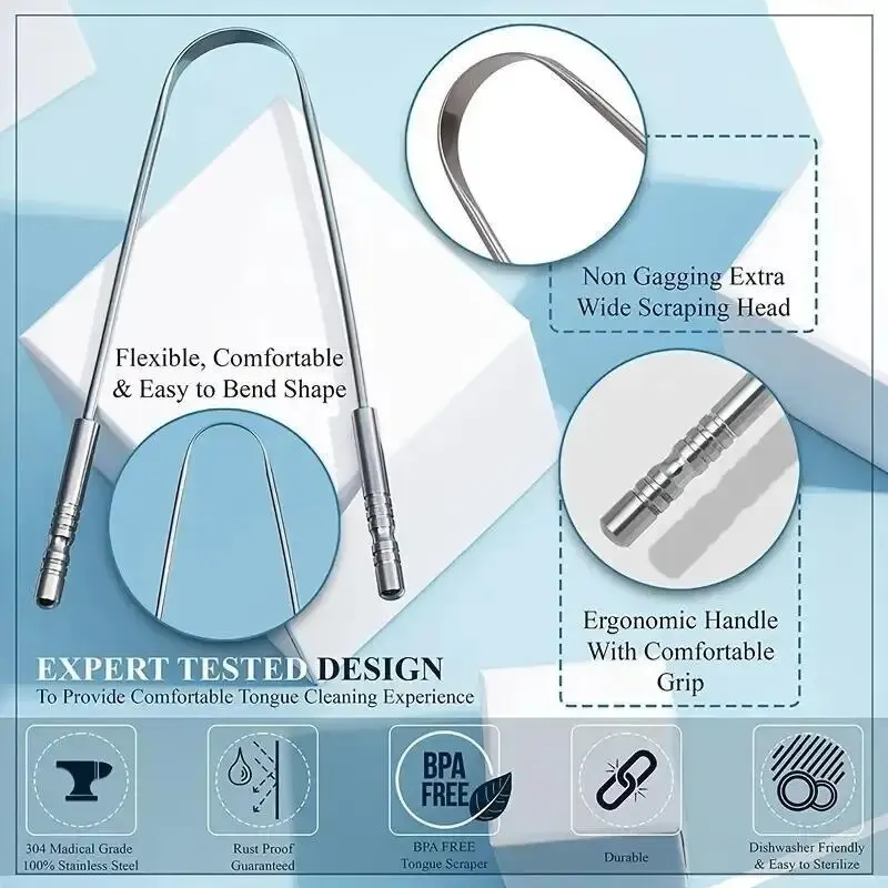U-Shaped Stainless Steel Tongue Scraper - Image 5