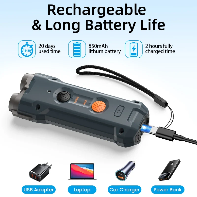 Ultrasonic Dog Repeller and Anti-Barking Deterrent Device with LED Flashlight - Image 4
