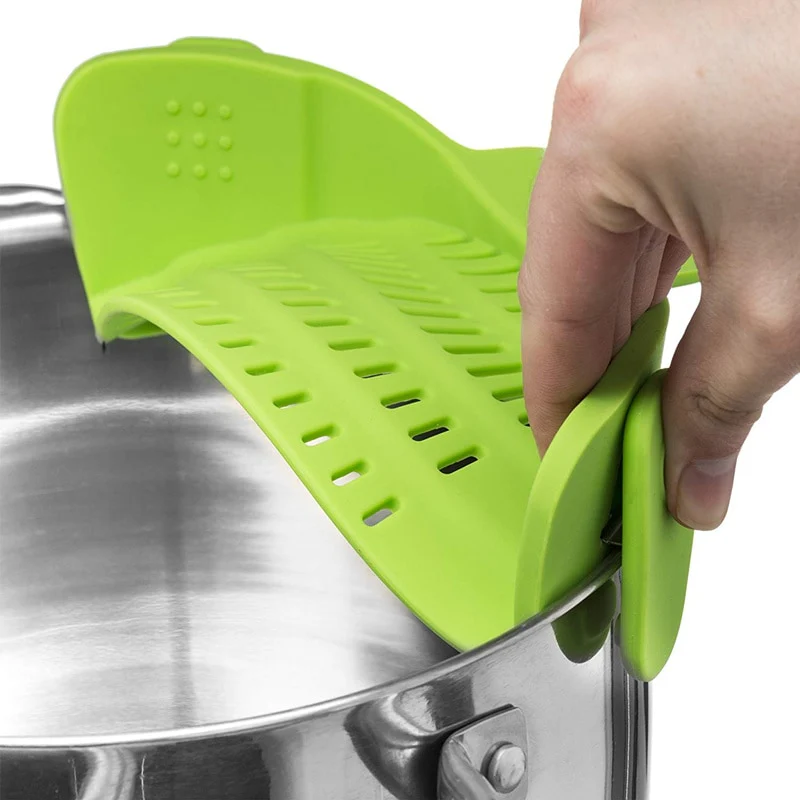 Universal Anti-Slip Silicone Clip-on Pan Pot Strainer - Image 6