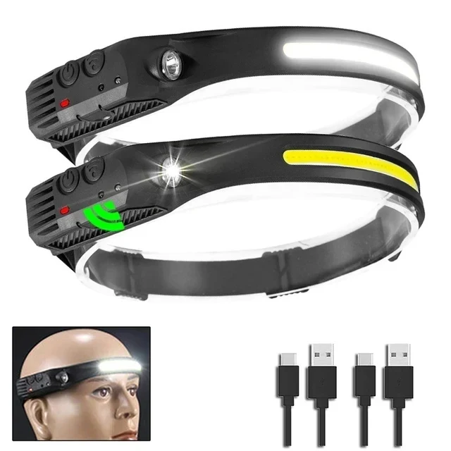 USB Rechargeable LED Sensor Headlamp with Wide Beam and Spotlight - Image 10