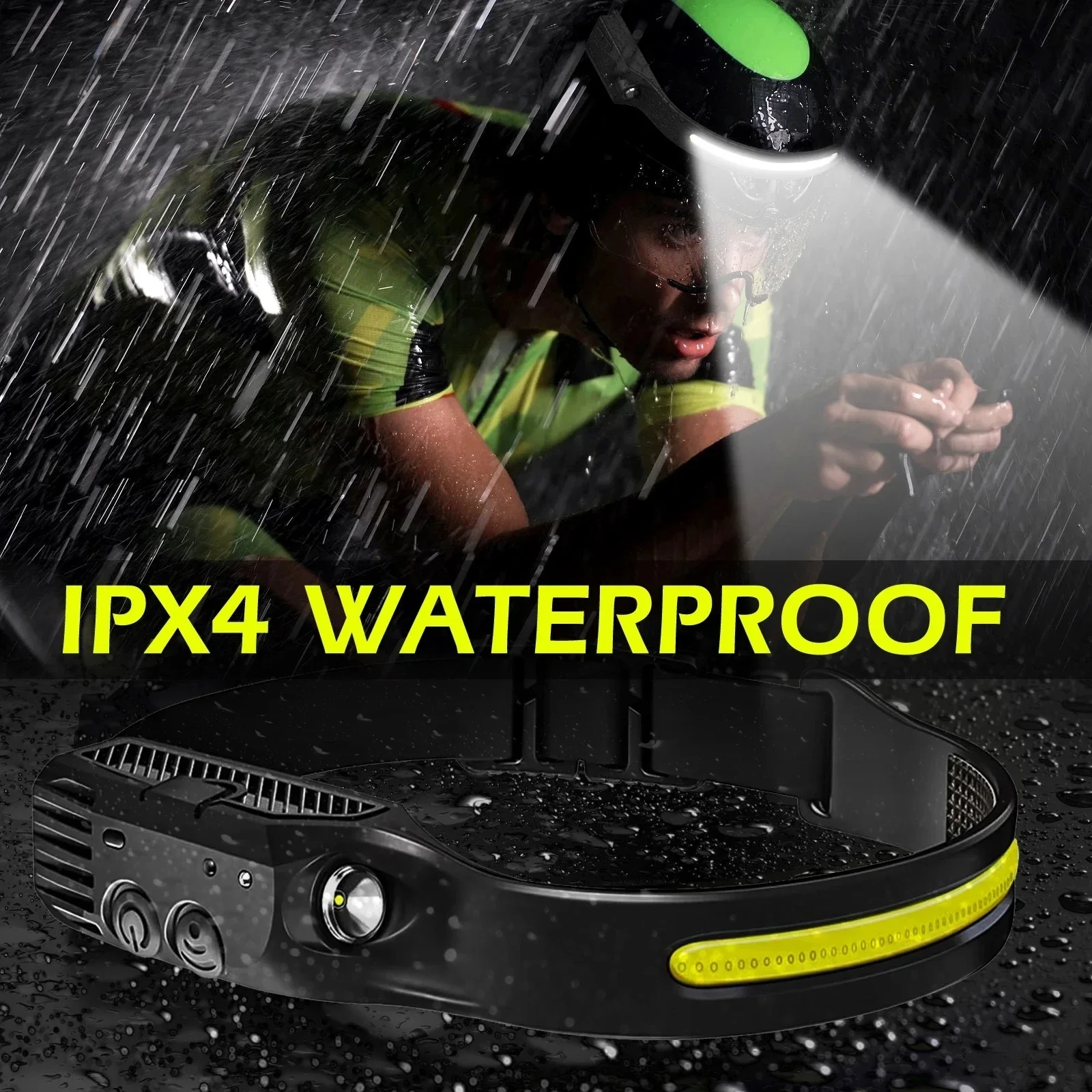 USB Rechargeable LED Sensor Headlamp with Wide Beam and Spotlight - Image 3
