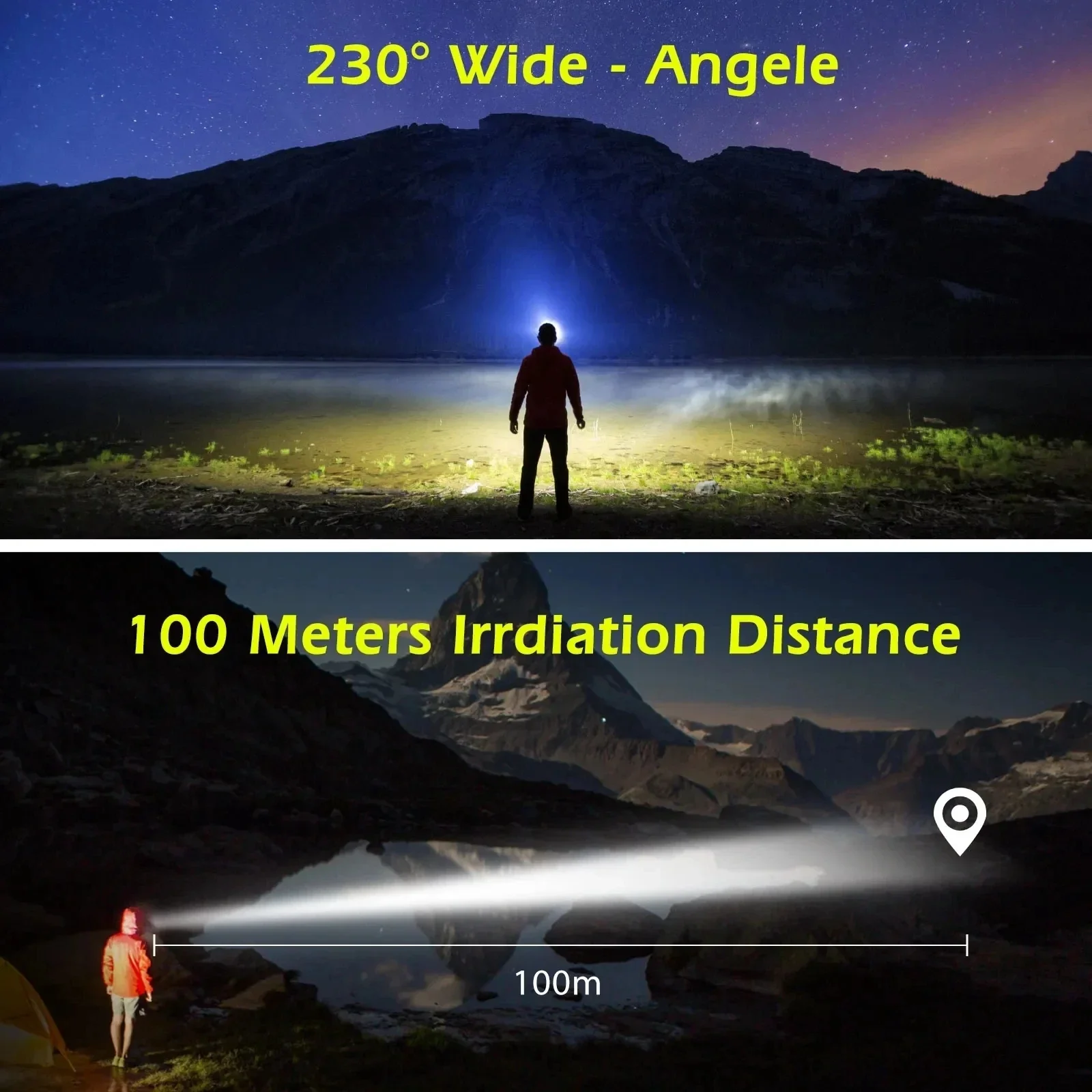 USB Rechargeable LED Sensor Headlamp with Wide Beam and Spotlight - Image 6