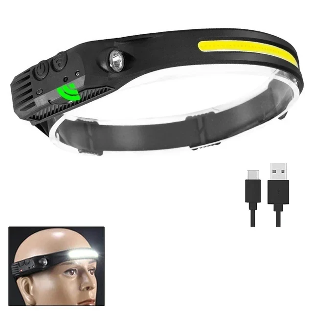 USB Rechargeable LED Sensor Headlamp with Wide Beam and Spotlight - Image 8