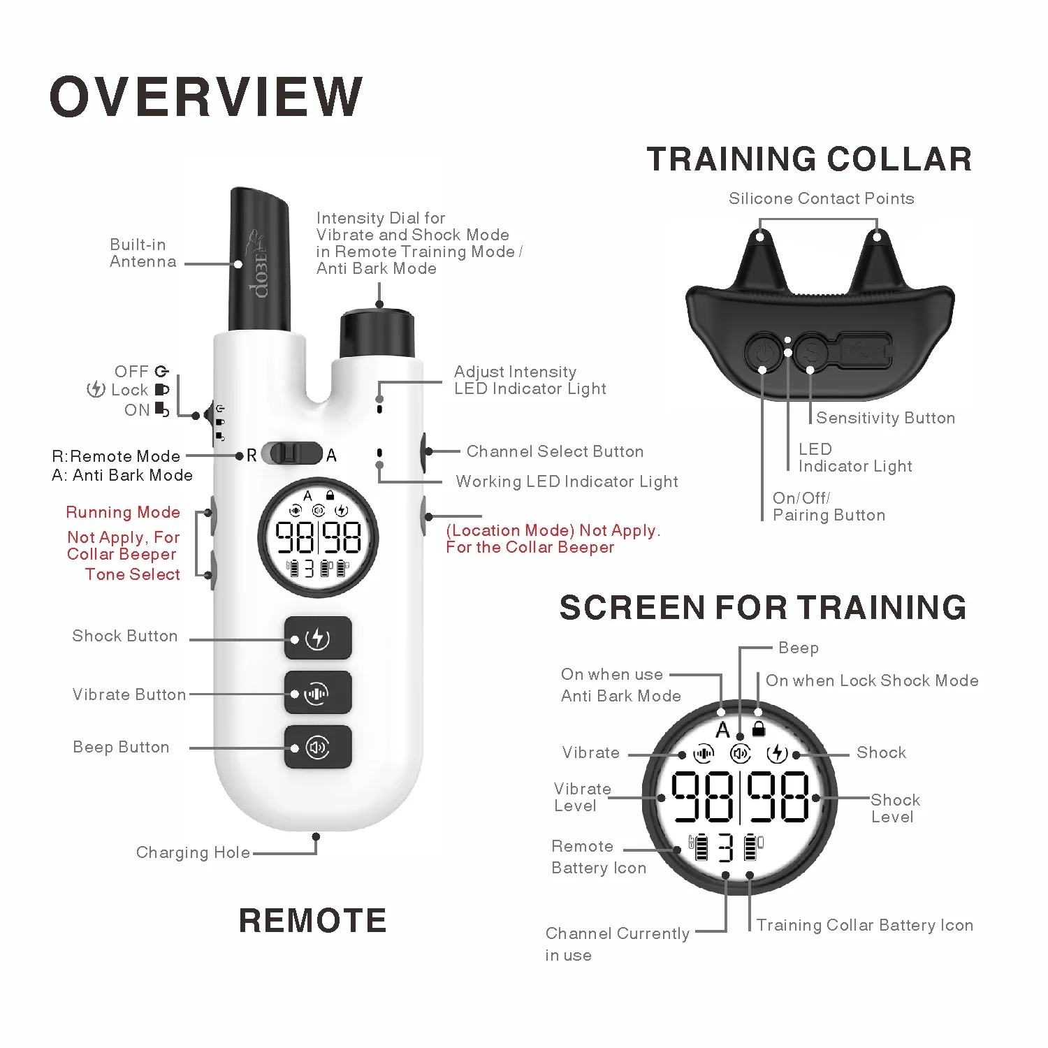 Waterproof Electric Dog Training and Anti-Bark Collar with 2-in-1 Remote Control - Image 3