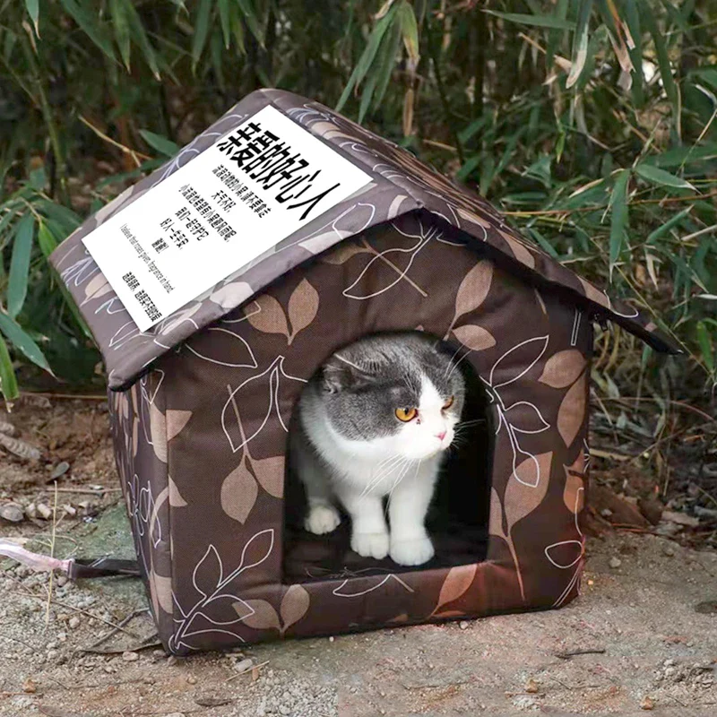 Waterproof Outdoor Cat House – Foldable & Warm Pet Cave Bed for Cats & Small Dogs - Image 4