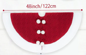 White Pompon Knitted Christmas Tree Skirt  Bottom Apron Shawl - Image 5