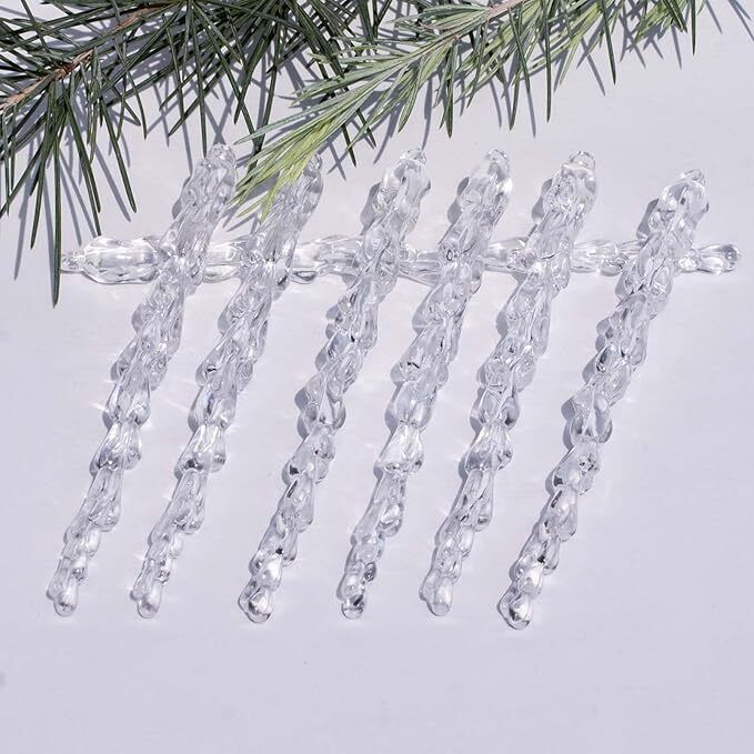 Winter Christmas Tree Icicles Ornaments Set Outdoor Party Decoration - 24 Pcs - Image 3
