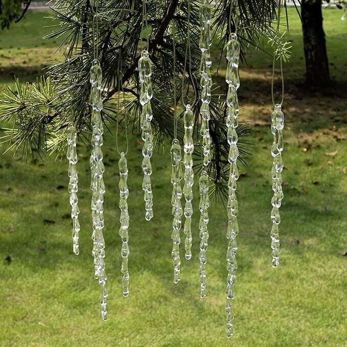 Winter Christmas Tree Icicles Ornaments Set Outdoor Party Decoration - 24 Pcs - Image 4