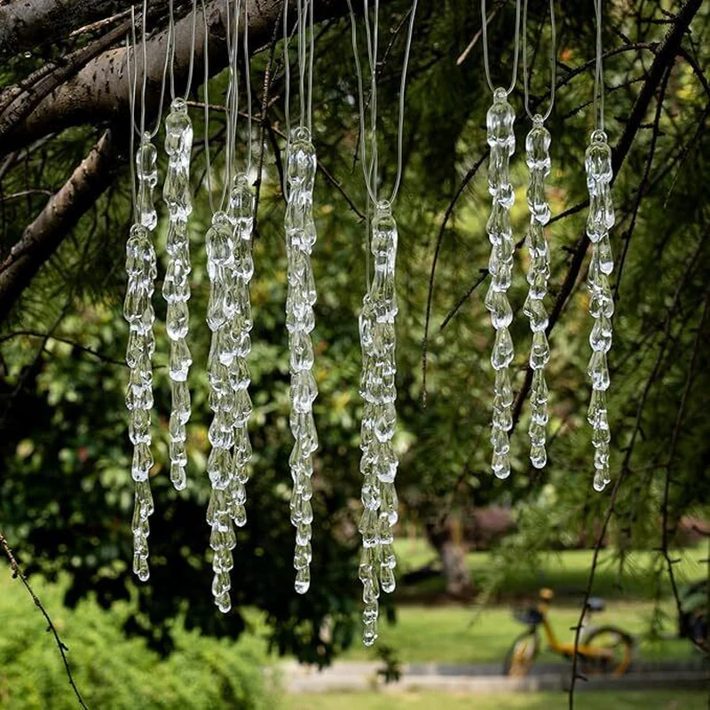 Winter Christmas Tree Icicles Ornaments Set Outdoor Party Decoration - 24 Pcs - Image 6