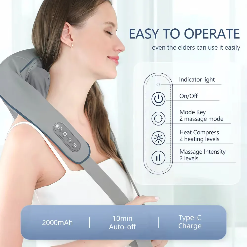 Wireless Neck & Back Massager – Kneading Massage Shawl for Neck, Shoulders & Trapezius Muscle Relief - Image 4