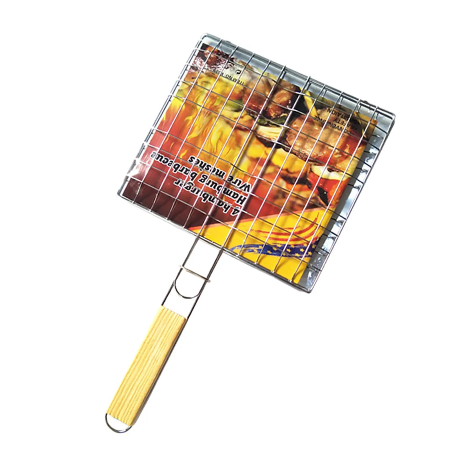 Wooden Handle Outdoor BBQ Grill Basket - Image 3