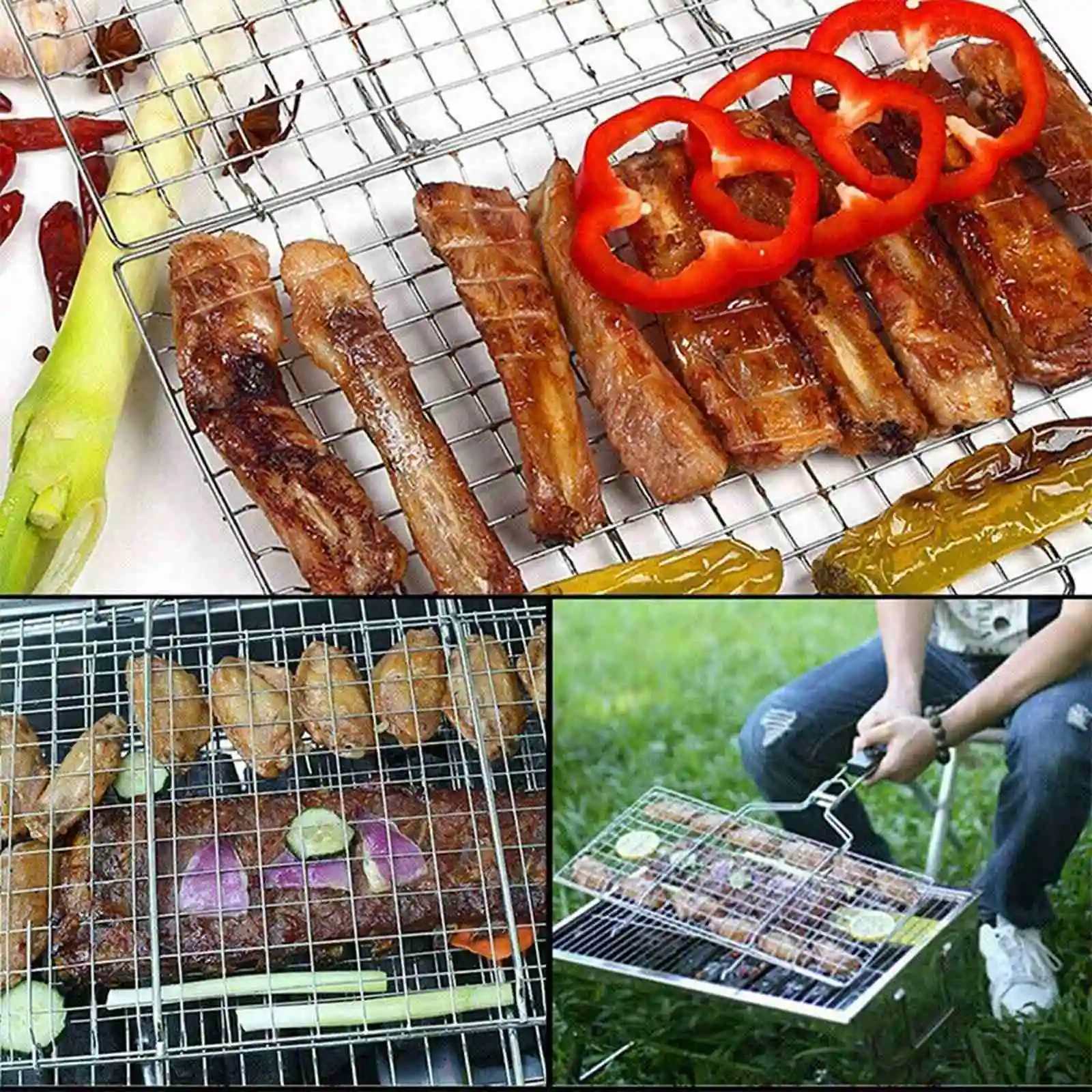 Wooden Handle Outdoor BBQ Grill Basket - Image 4