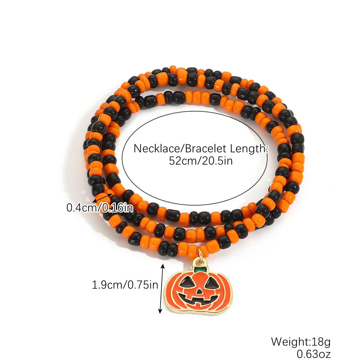 Yellow Red Pumpkin Skull Pendant Halloween Bracelet - Image 5