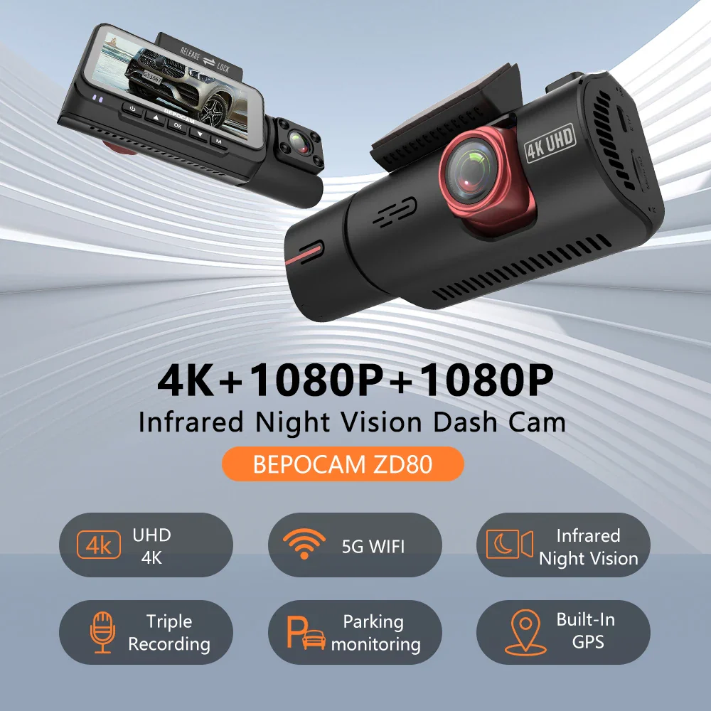 ZD80 4K Dash Cam (Three-Lens) with Built-In GPS - Image 2