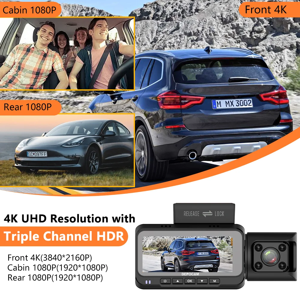 ZD80 4K Dash Cam (Three-Lens) with Built-In GPS - Image 3
