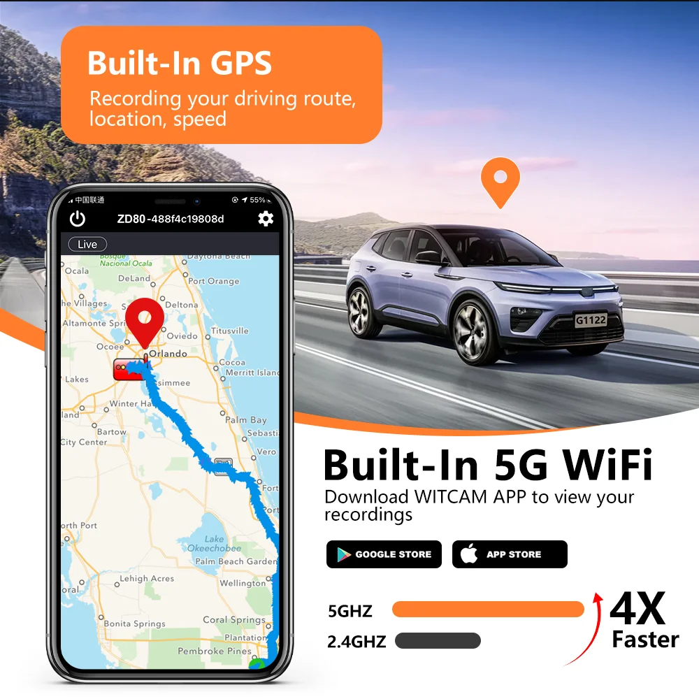 ZD80 4K Dash Cam (Three-Lens) with Built-In GPS - Image 4