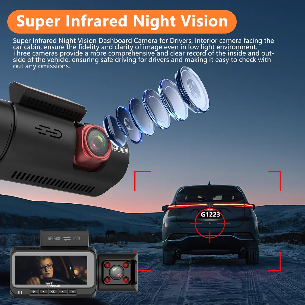 ZD80 4K Dash Cam (Three-Lens) with Built-In GPS - Image 5