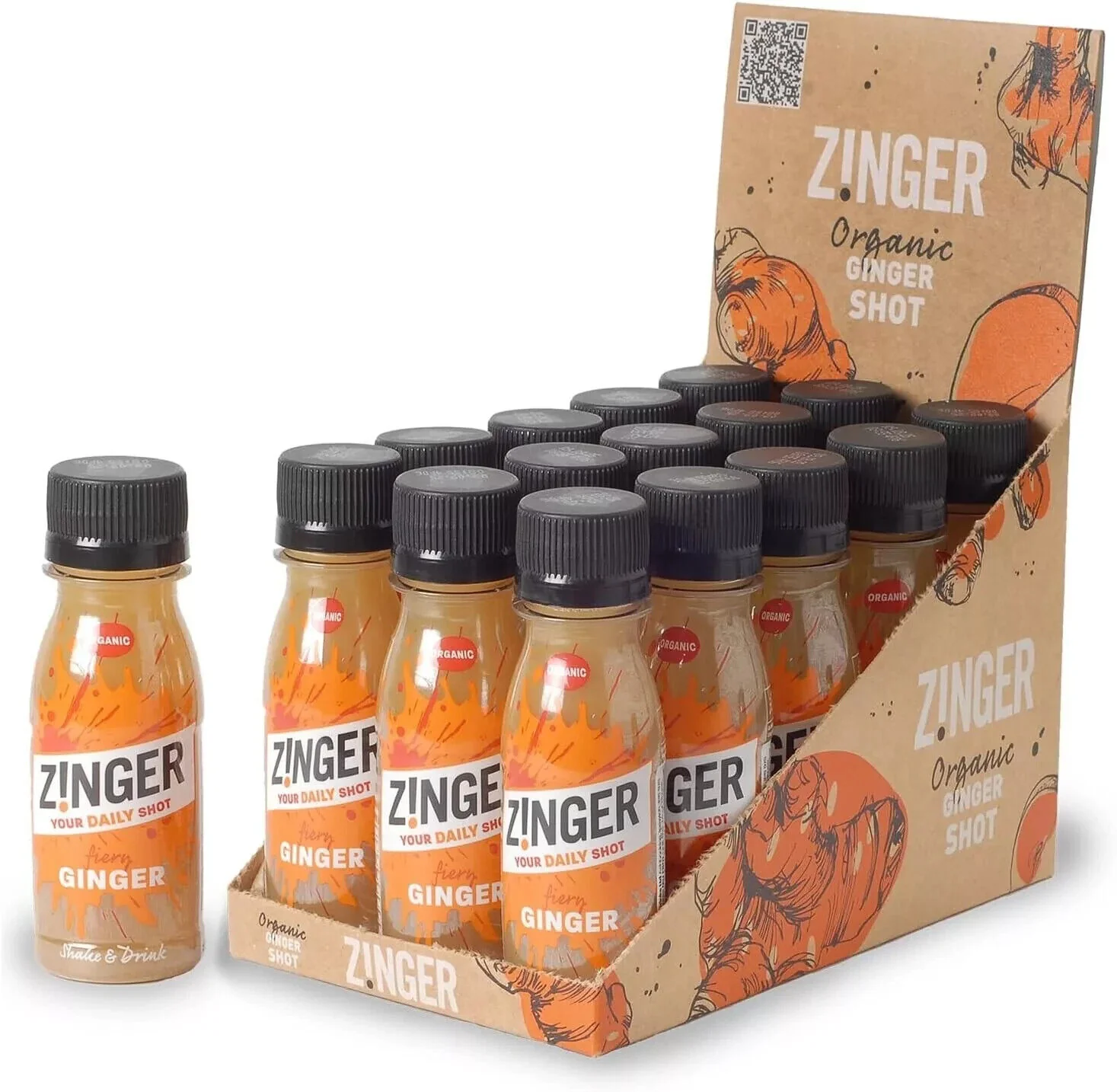 Zinger Ginger Shot (Pack of 15 X 70Ml). Organic Plant Based Shot with 18.4G - Image 6